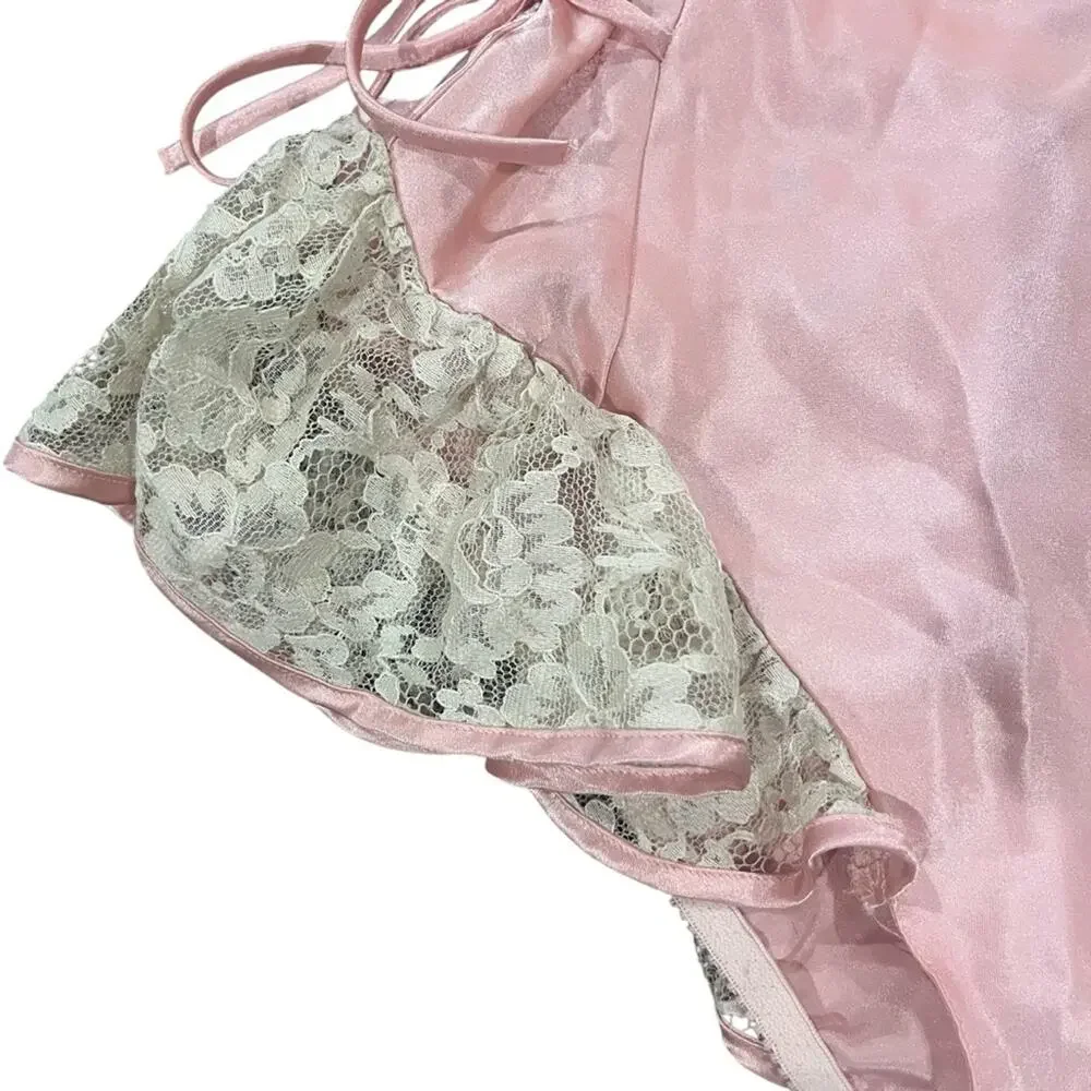 Vintage Victoria's Secret Gold Label Teddy Size P Pink Polyester Lace Lingerie